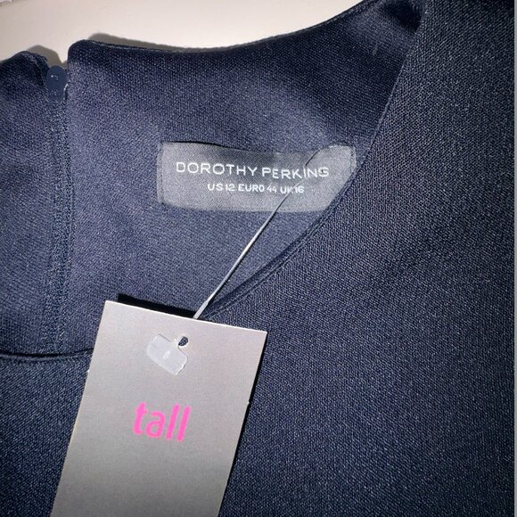 Dorothy Perkins Tall Navy Sheath Dress with Belt Detail - Picture 9 of 17